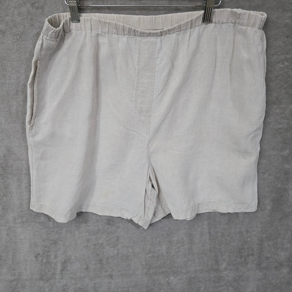 J.Jill Shorts Womens Large Beige 100% Linen Elastic Waist Coastal Grandma Casual
